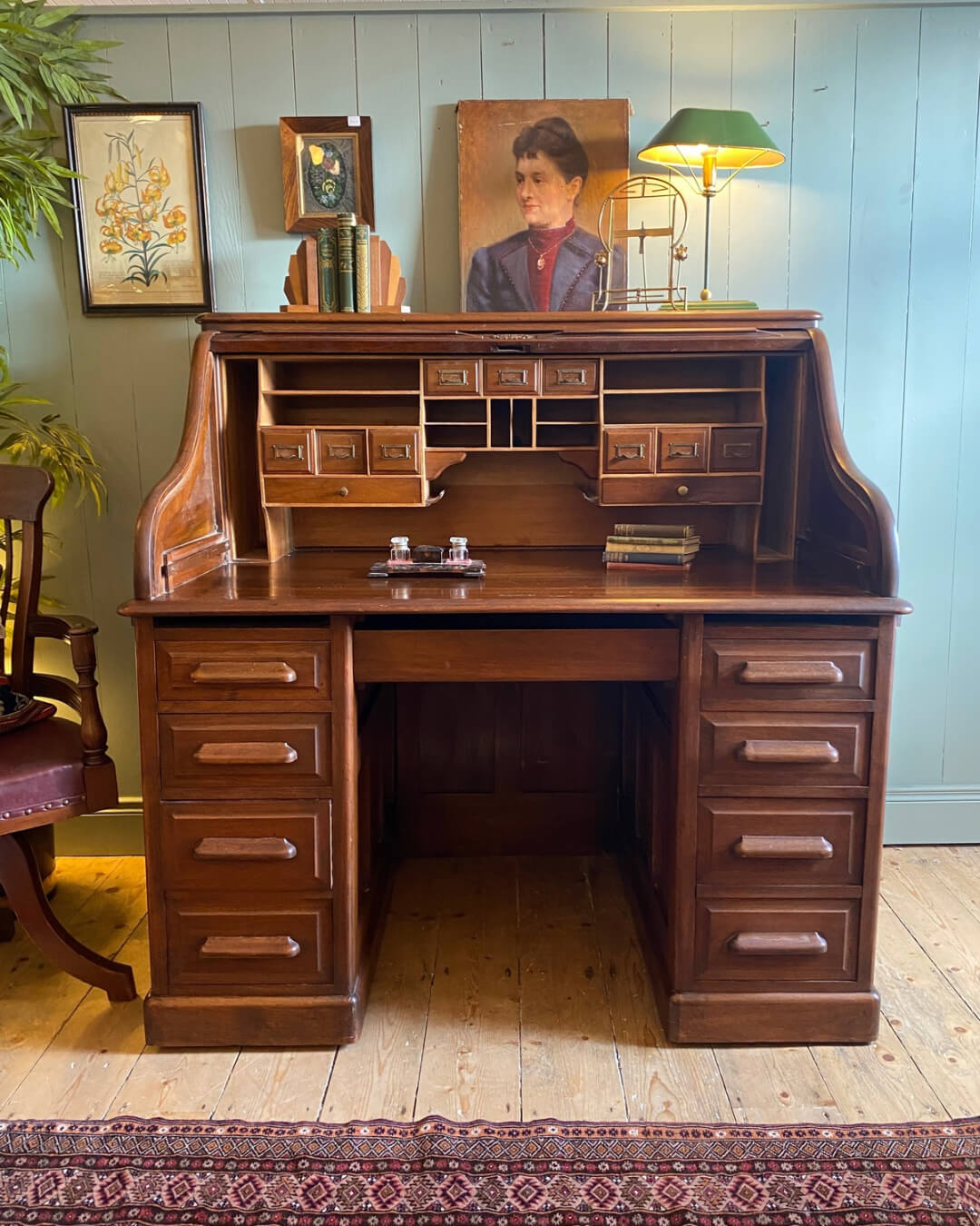 Edwardian Roll Top Writing Desk