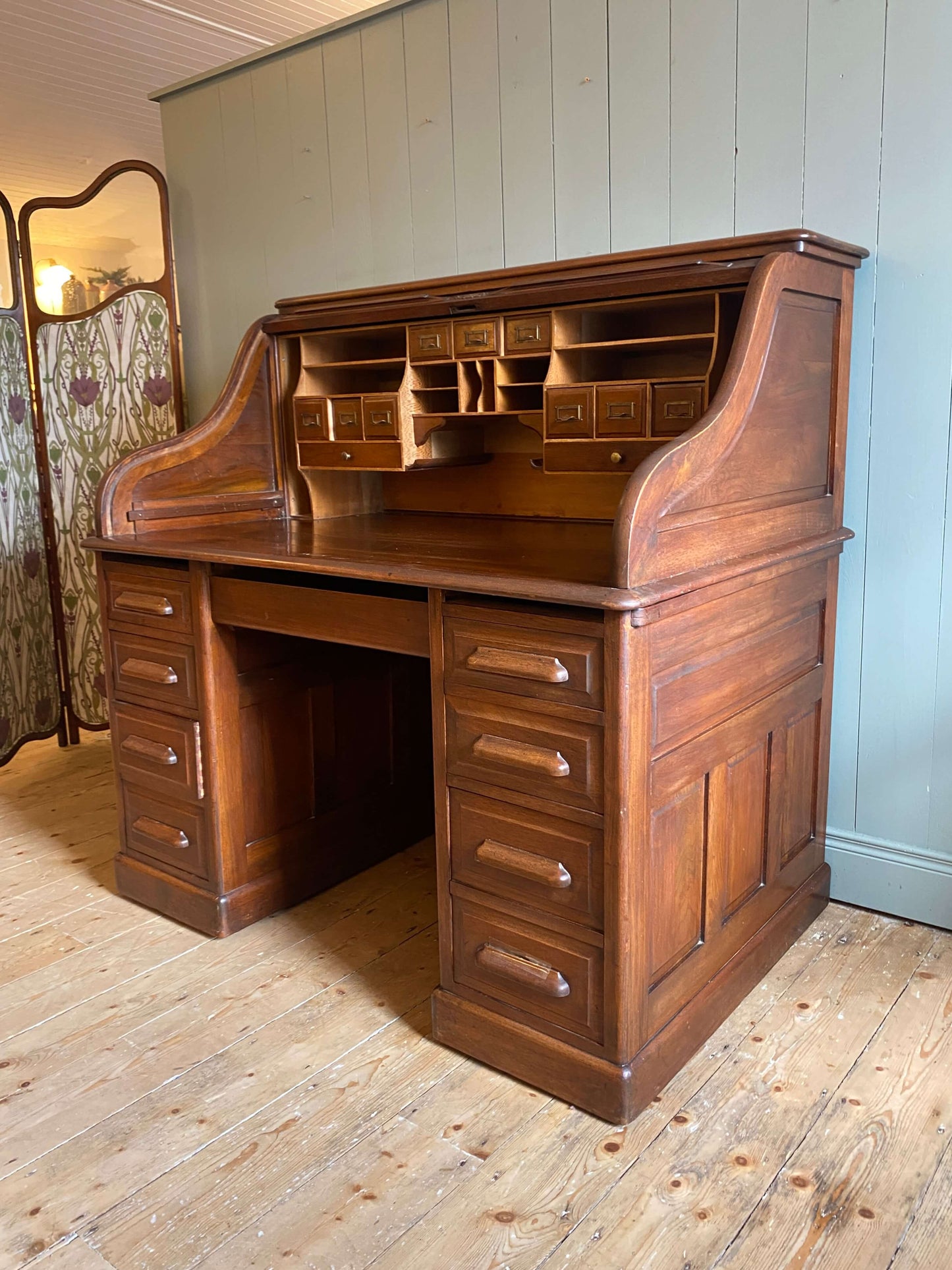 Edwardian Roll Top Writing Desk