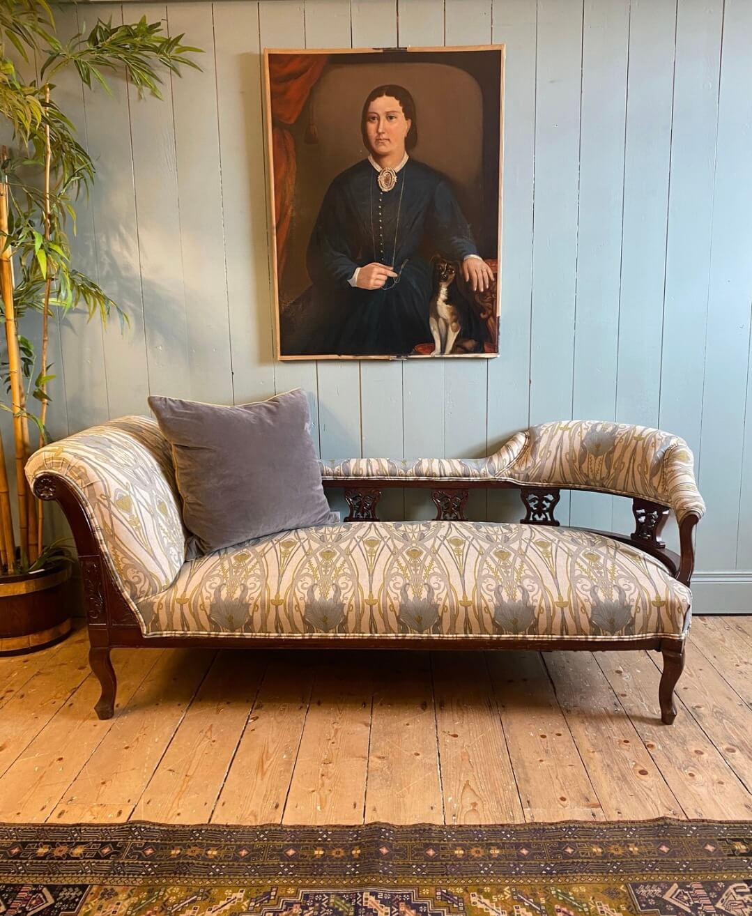 Edwardian Upholstered Mahogany Chaise Longue