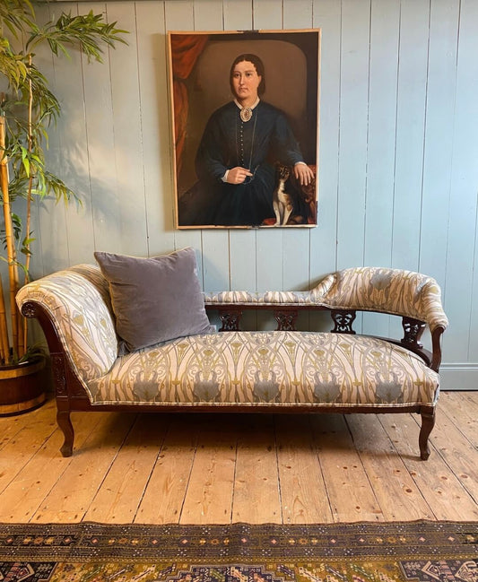 Edwardian Upholstered Mahogany Chaise Longue