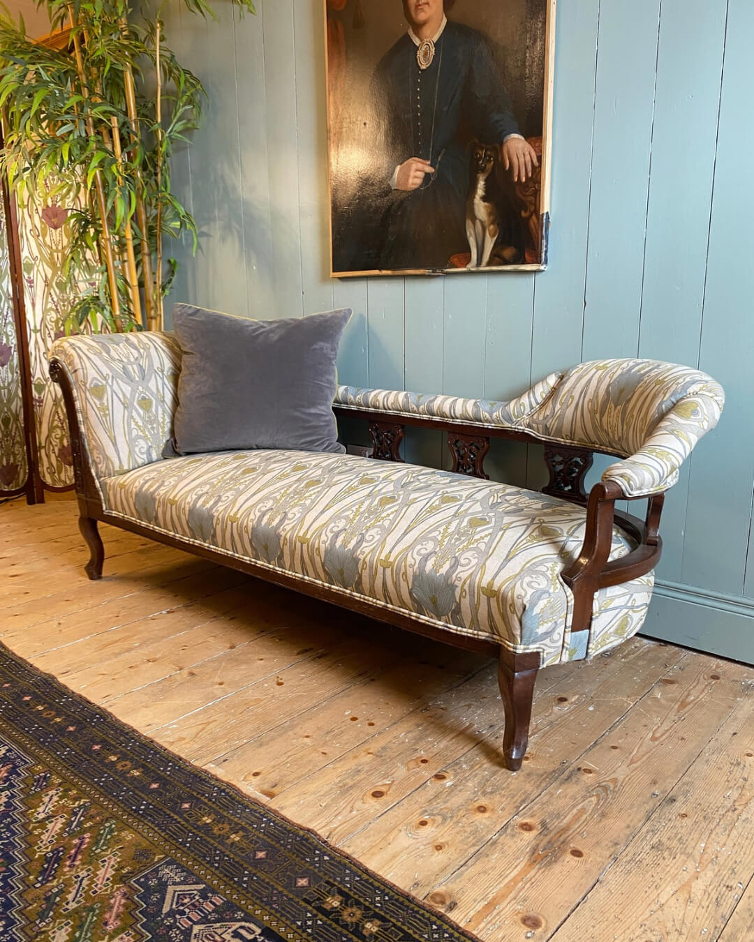 Edwardian Upholstered Mahogany Chaise Longue