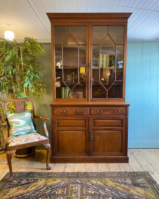 Edwardian Walnut Glazed Bookcase