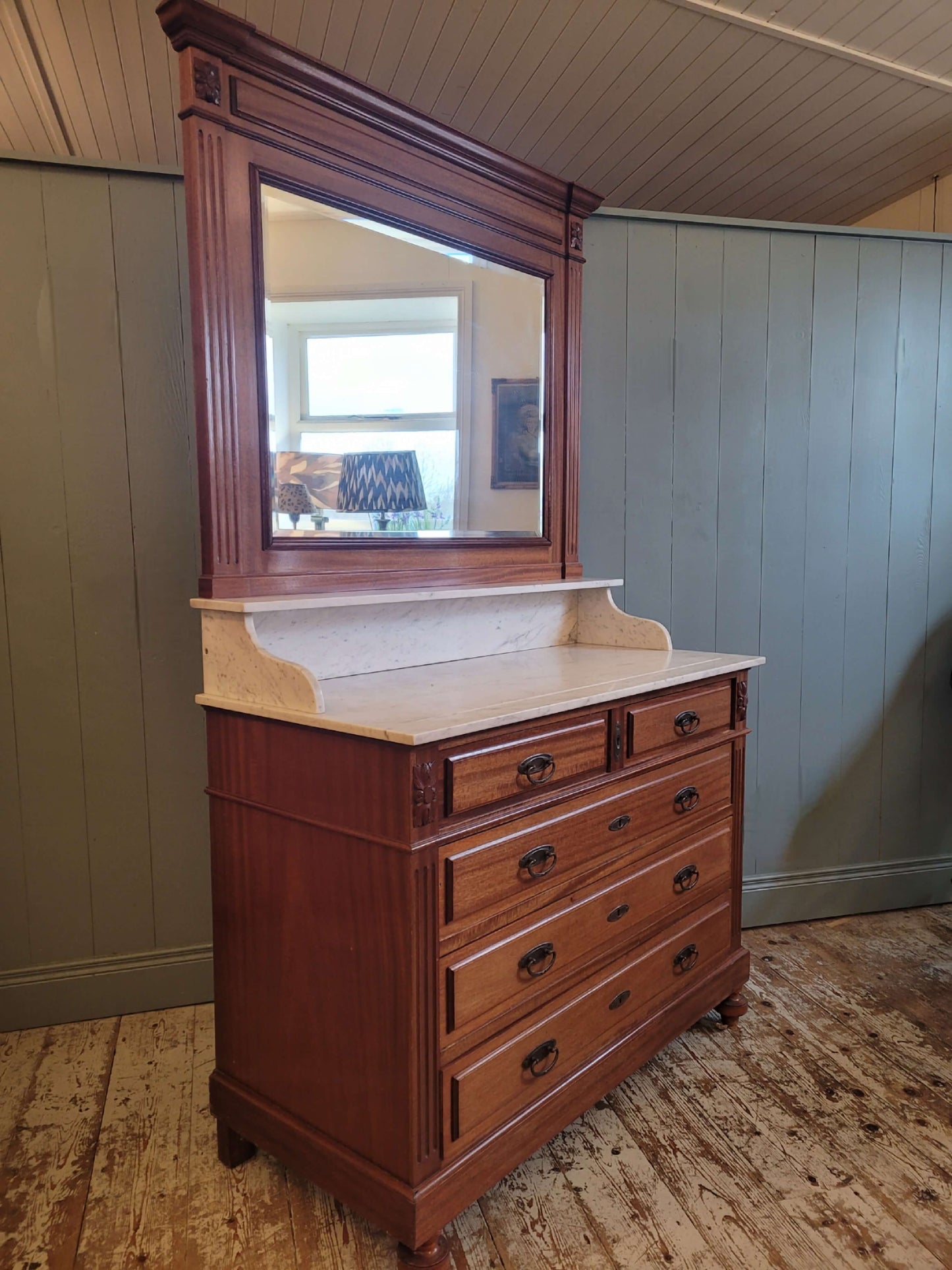French Mahogany Marble Top Washstand