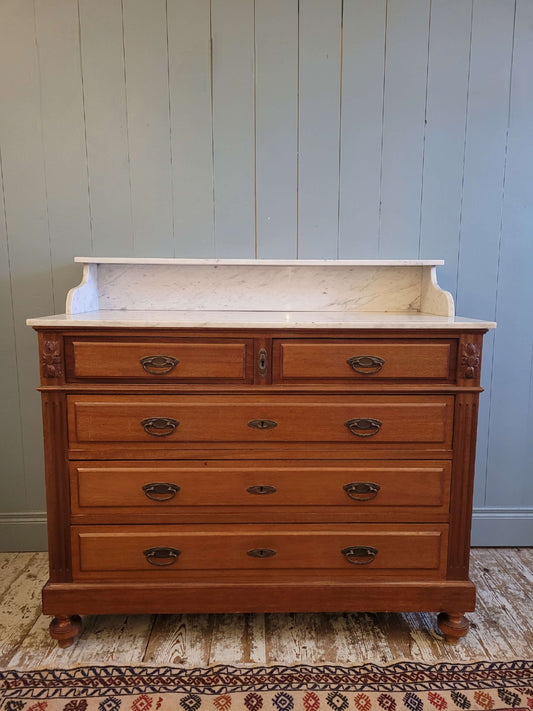 French Mahogany Marble Top Washstand
