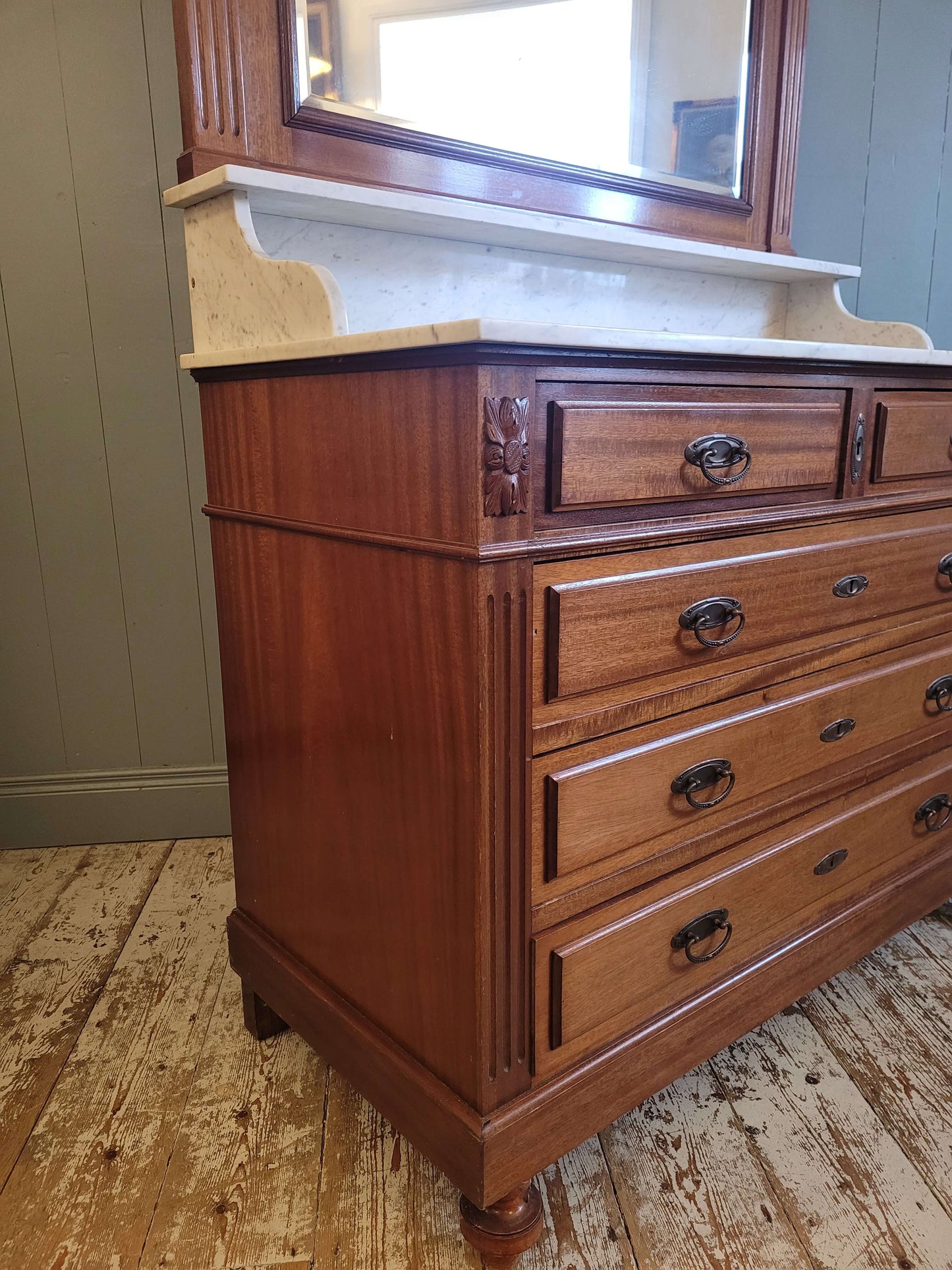 French Mahogany Marble Top Washstand