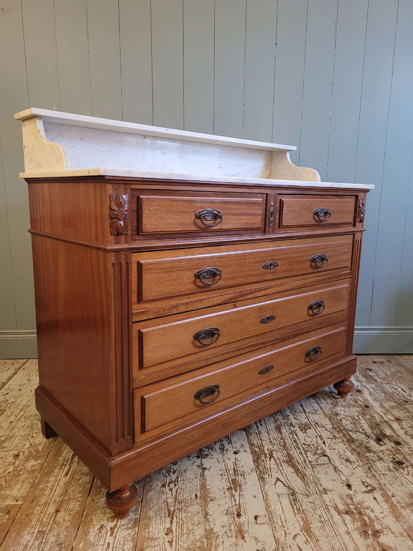 French Mahogany Marble Top Washstand