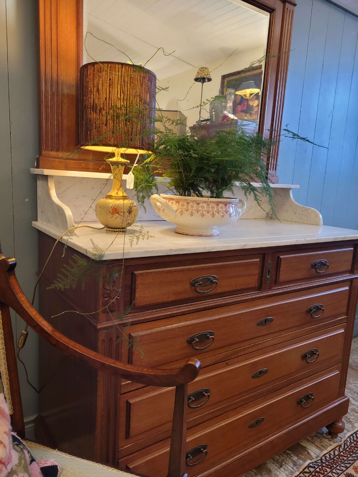 French Mahogany Marble Top Washstand