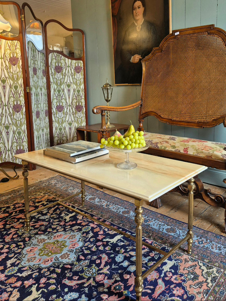 French Marble and Brass Coffee Table