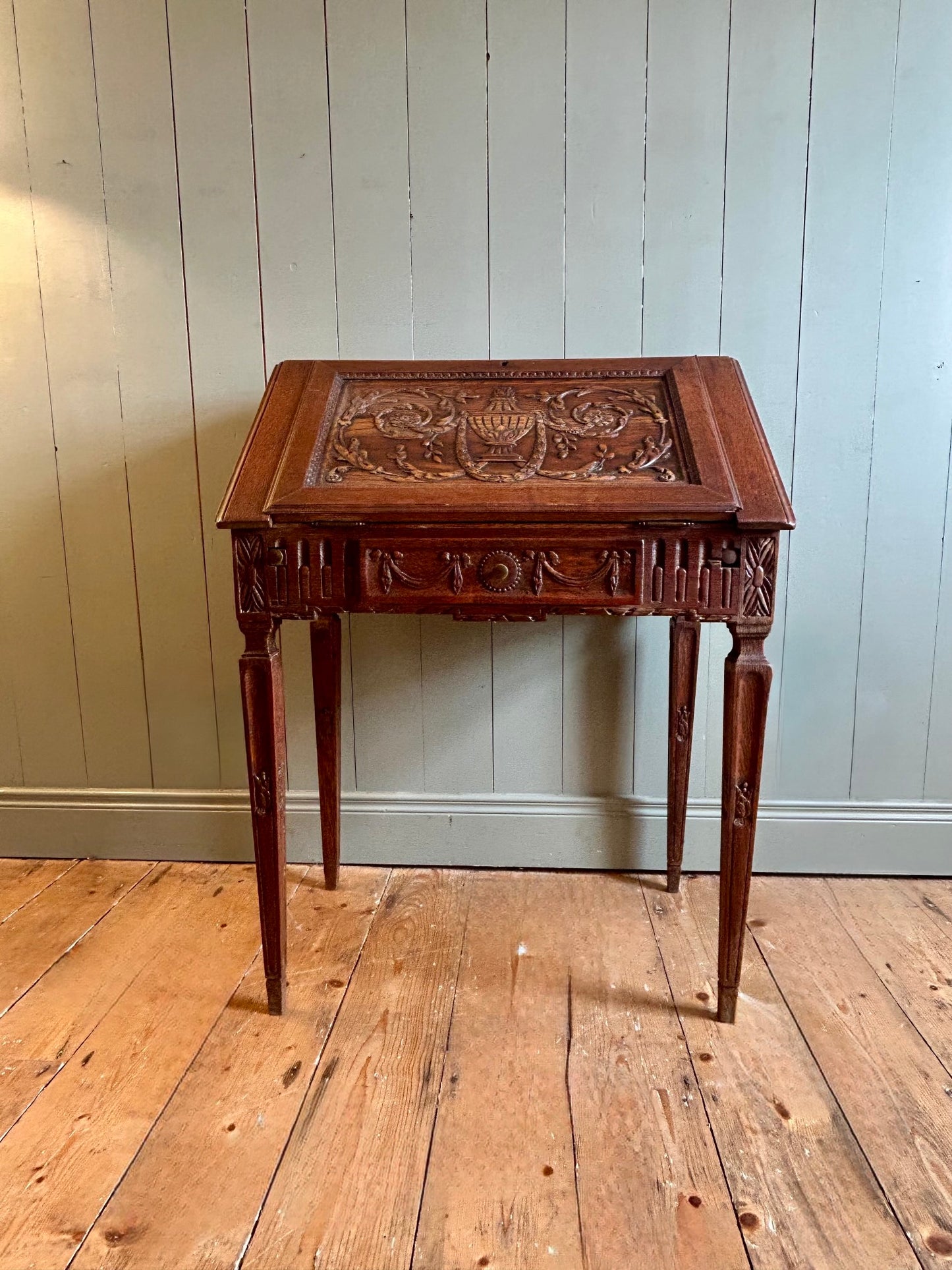 French Carved Oak Writing Bureau c1890