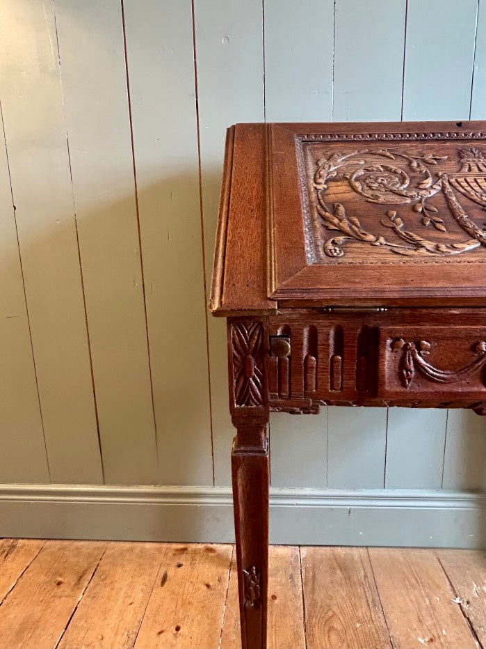 French Carved Oak Writing Bureau c1890