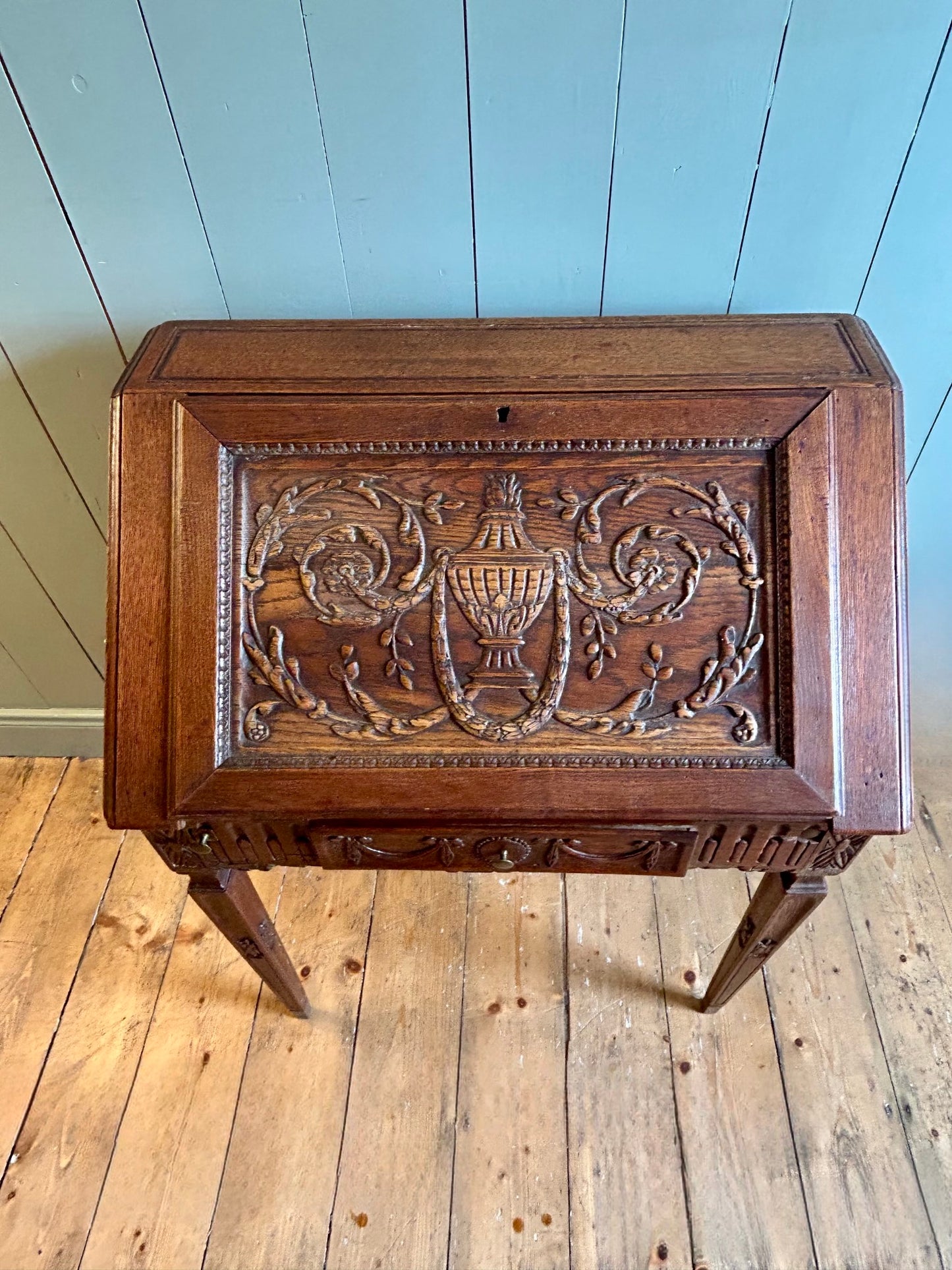 French Carved Oak Writing Bureau c1890