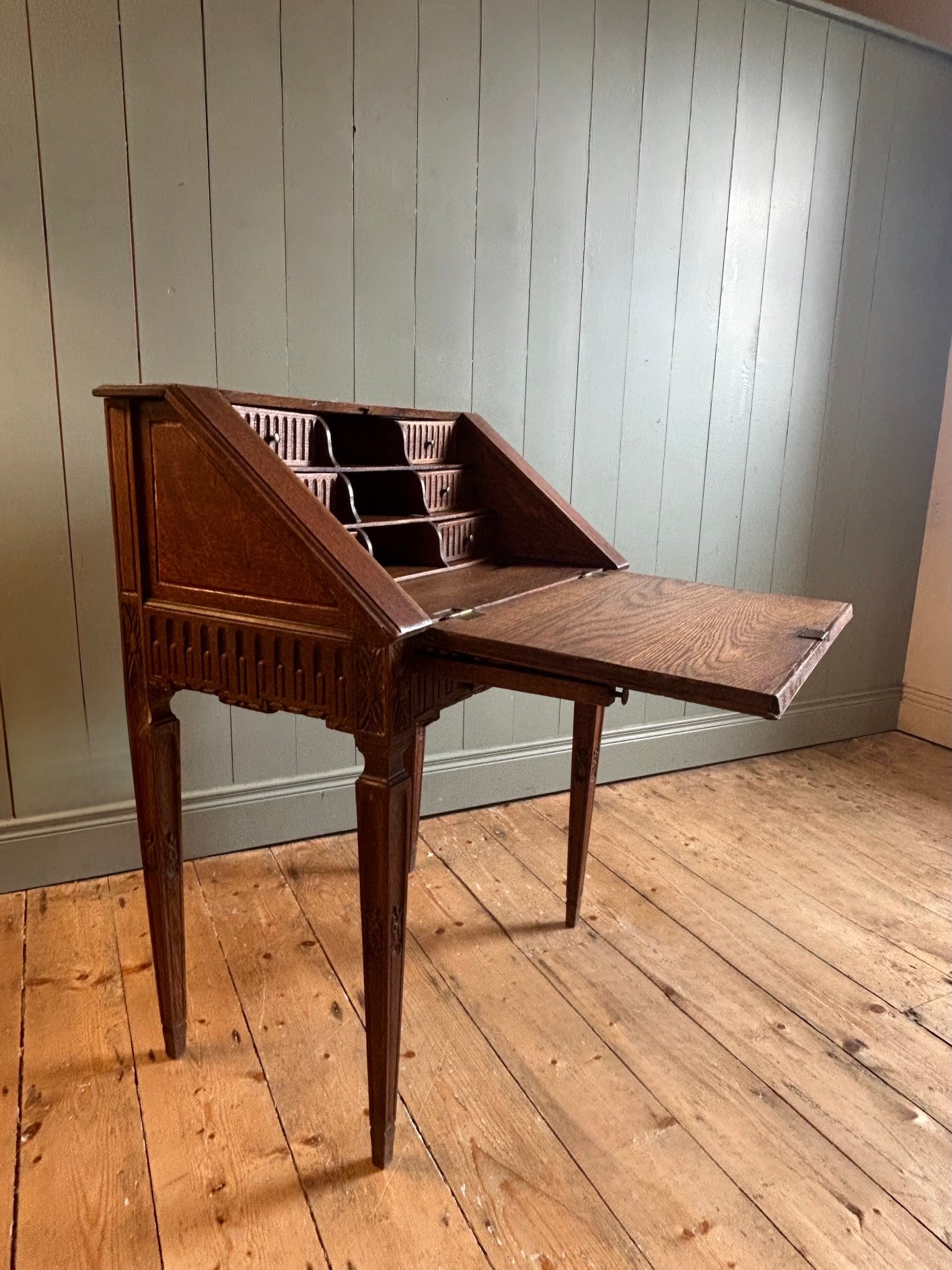 French Carved Oak Writing Bureau c1890