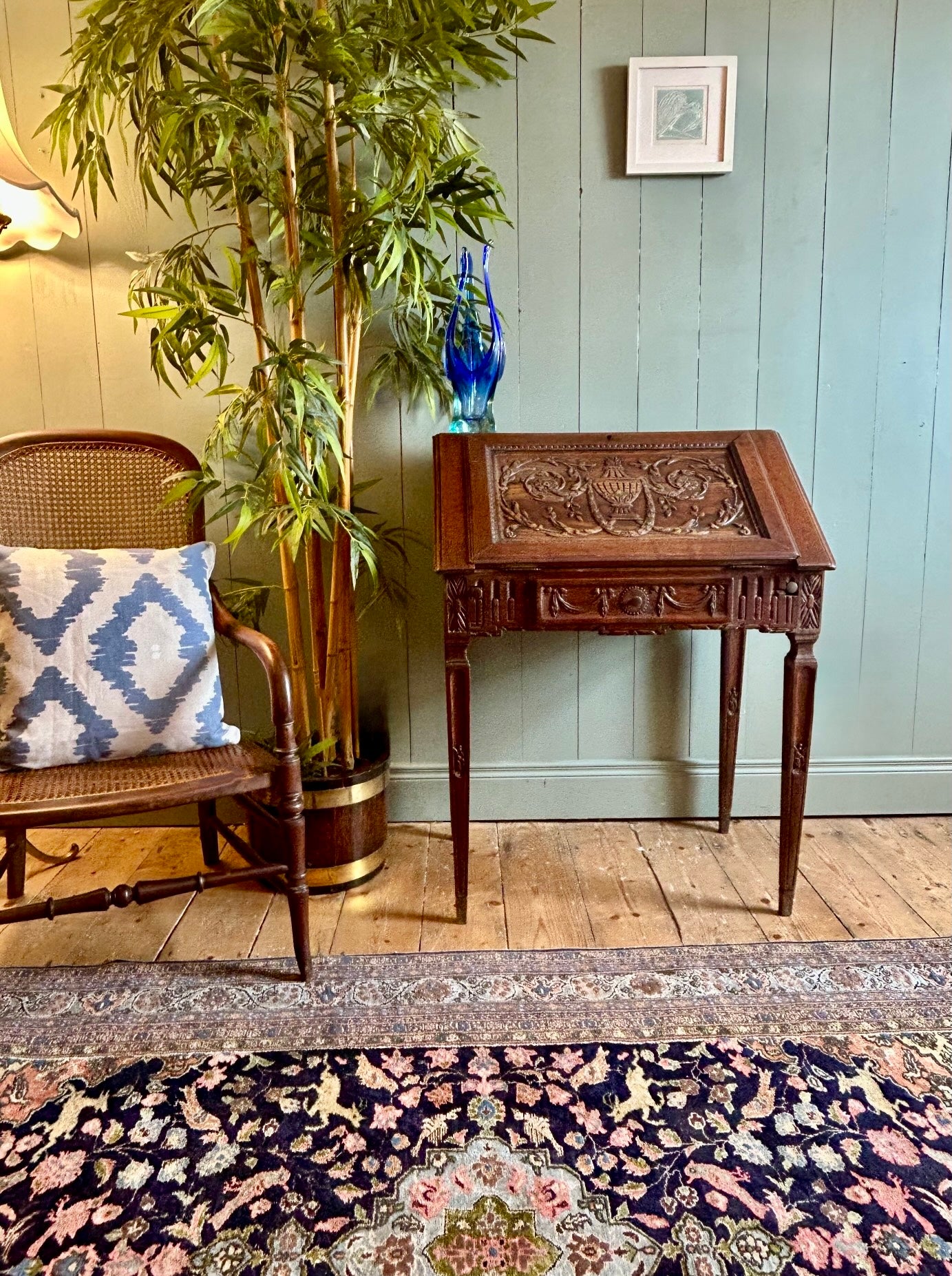 French Carved Oak Writing Bureau c1890