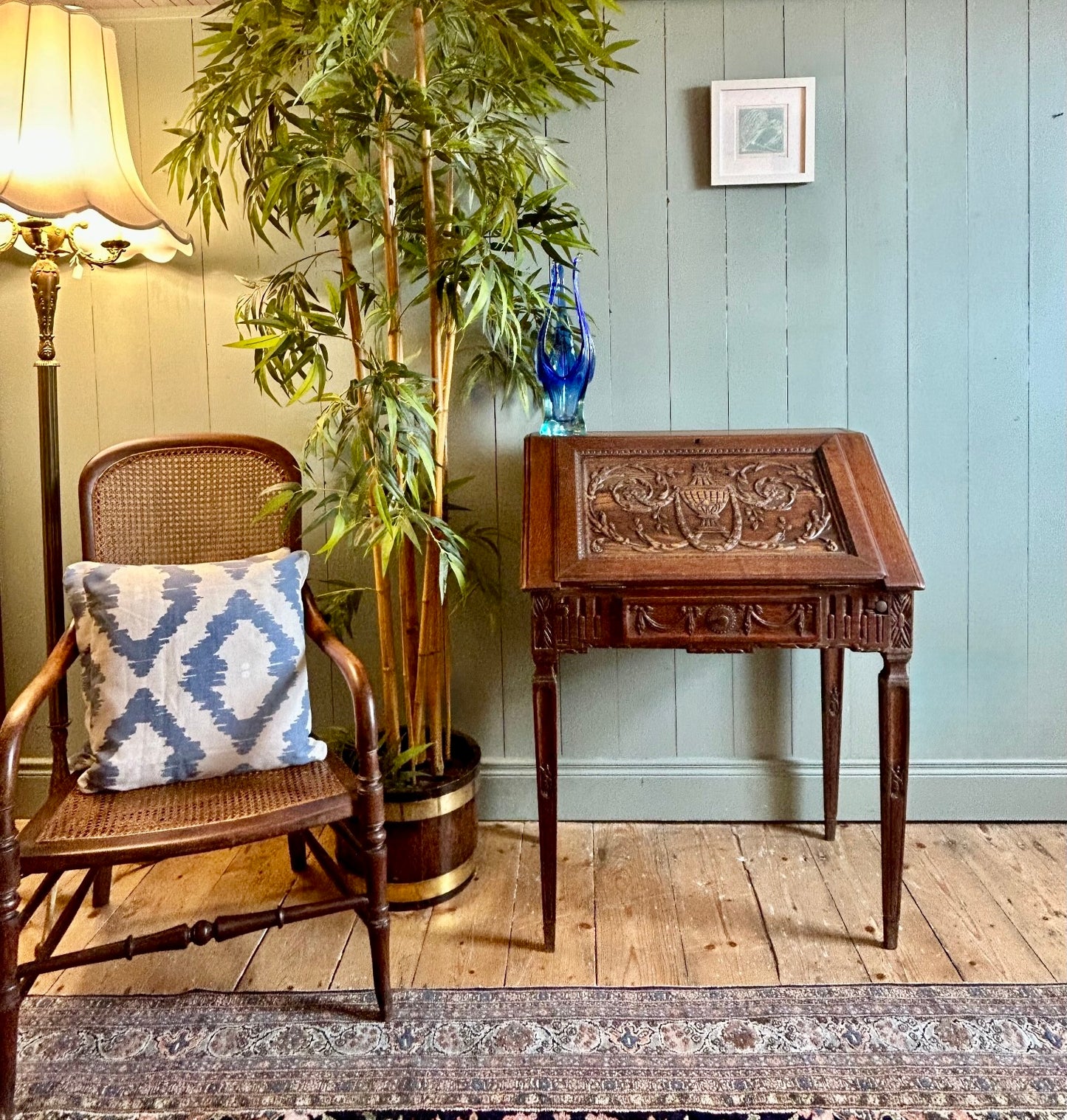 French Carved Oak Writing Bureau c1890