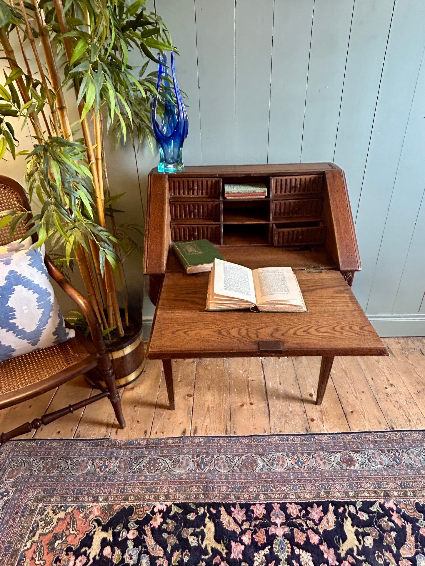 French Carved Oak Writing Bureau c1890