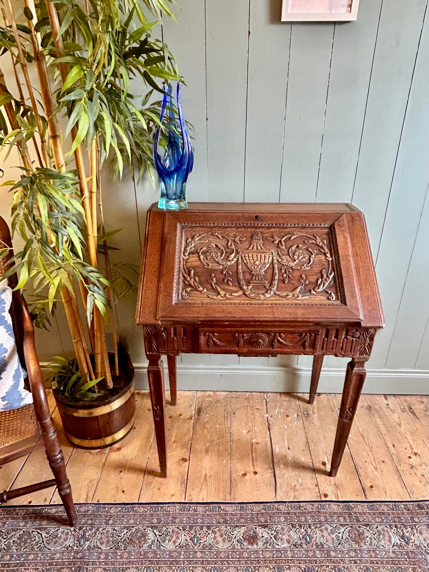 French Carved Oak Writing Bureau c1890
