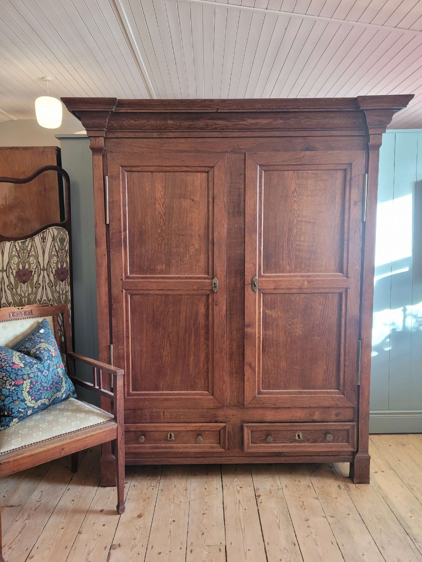 French Oak Two Door Wardrobe Early 1900s