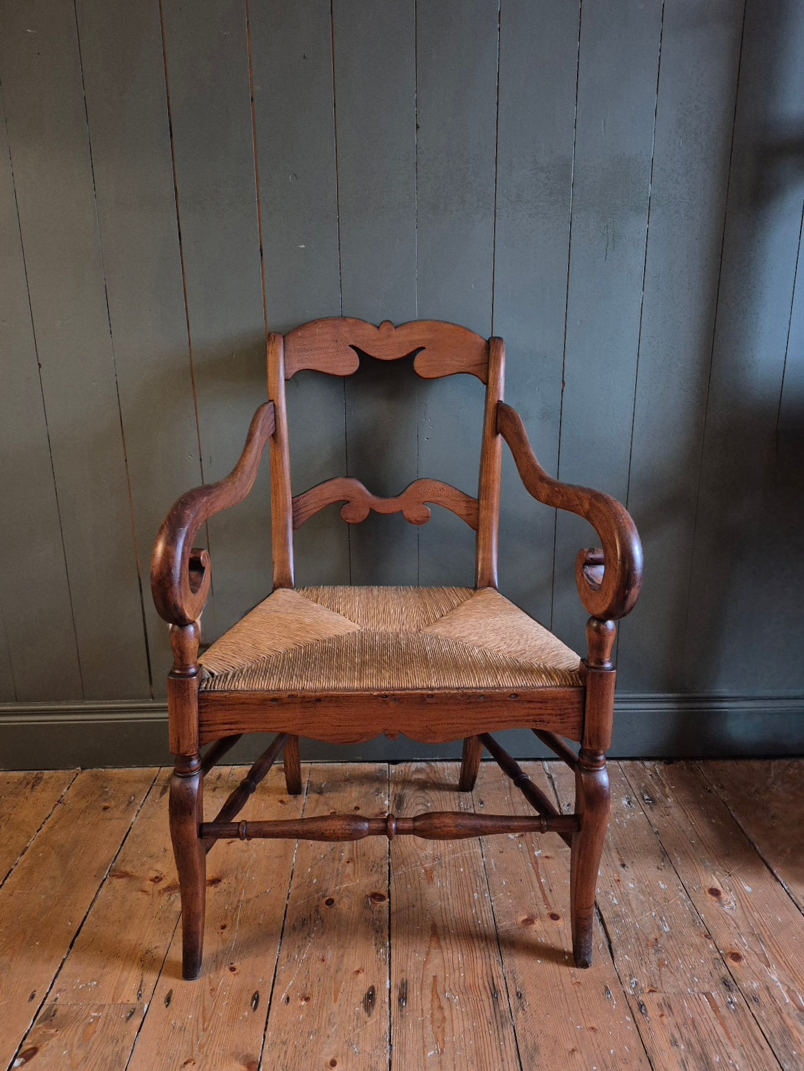 French Rush Seat Armchair