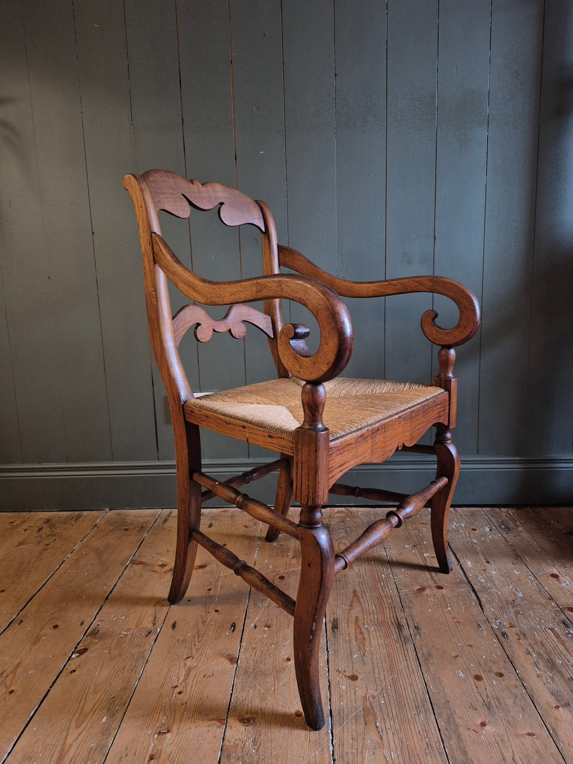 French Rush Seat Armchair