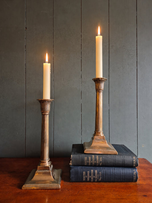 Pair of Georgian Brass Candlesticks by James Harrison