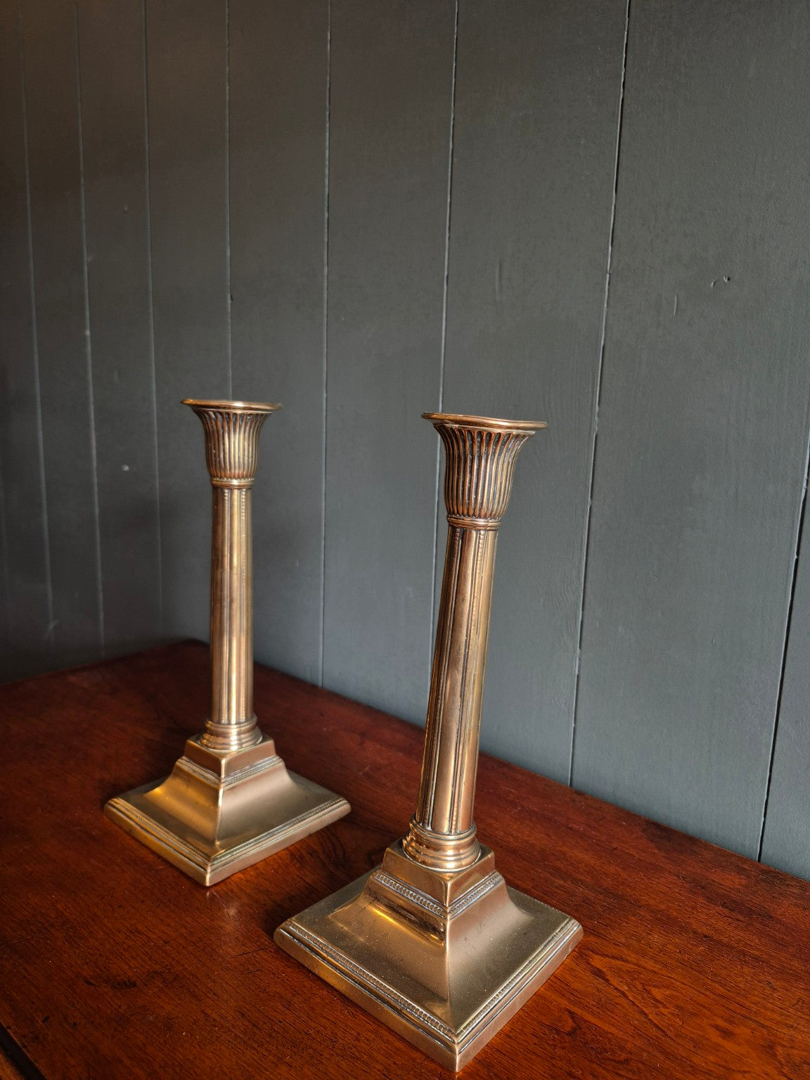 Pair of Georgian Brass Candlesticks by James Harrison