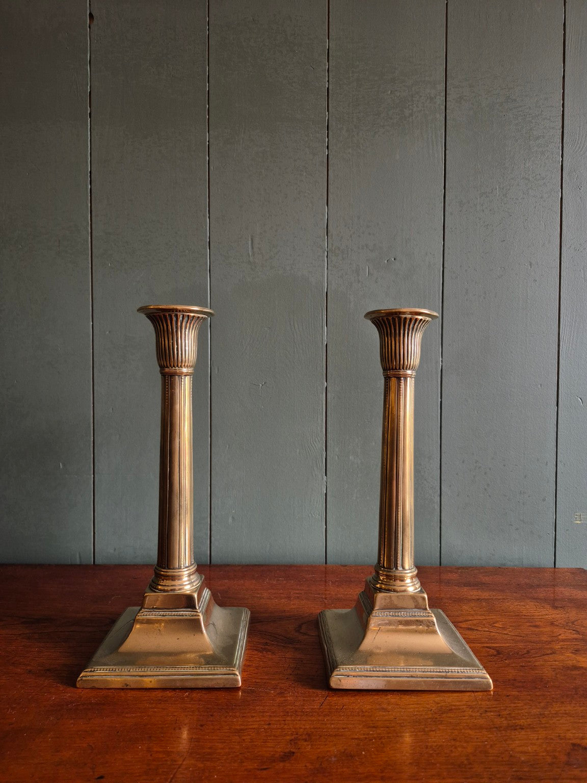 Pair of Georgian Brass Candlesticks by James Harrison