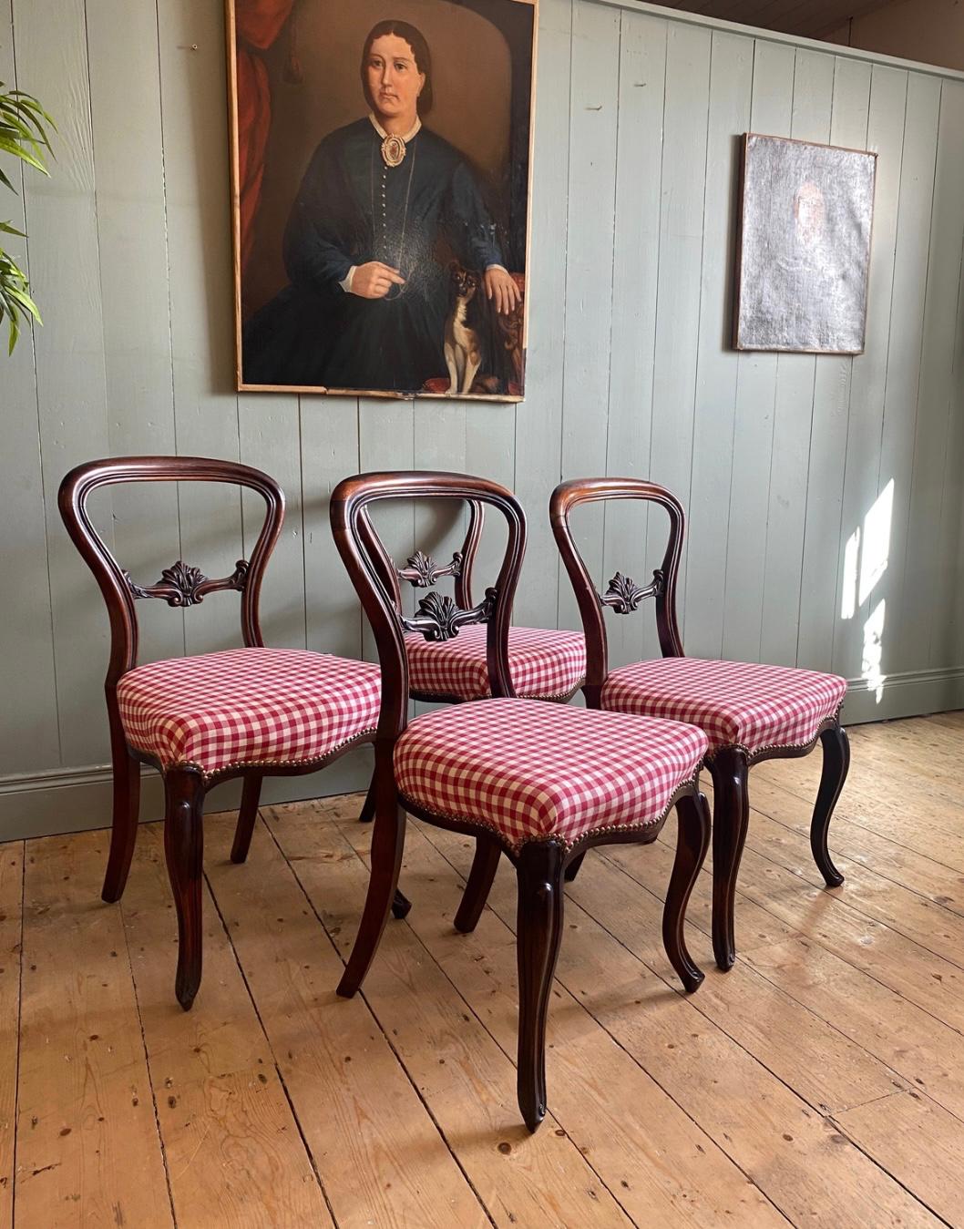Set of 4 Victorian Balloon Back Dining Chairs