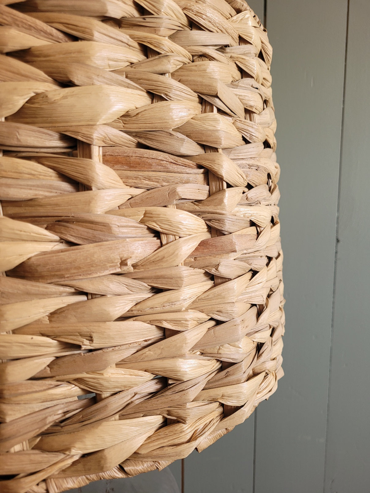 Glass Lamp with Woven Bamboo Shade