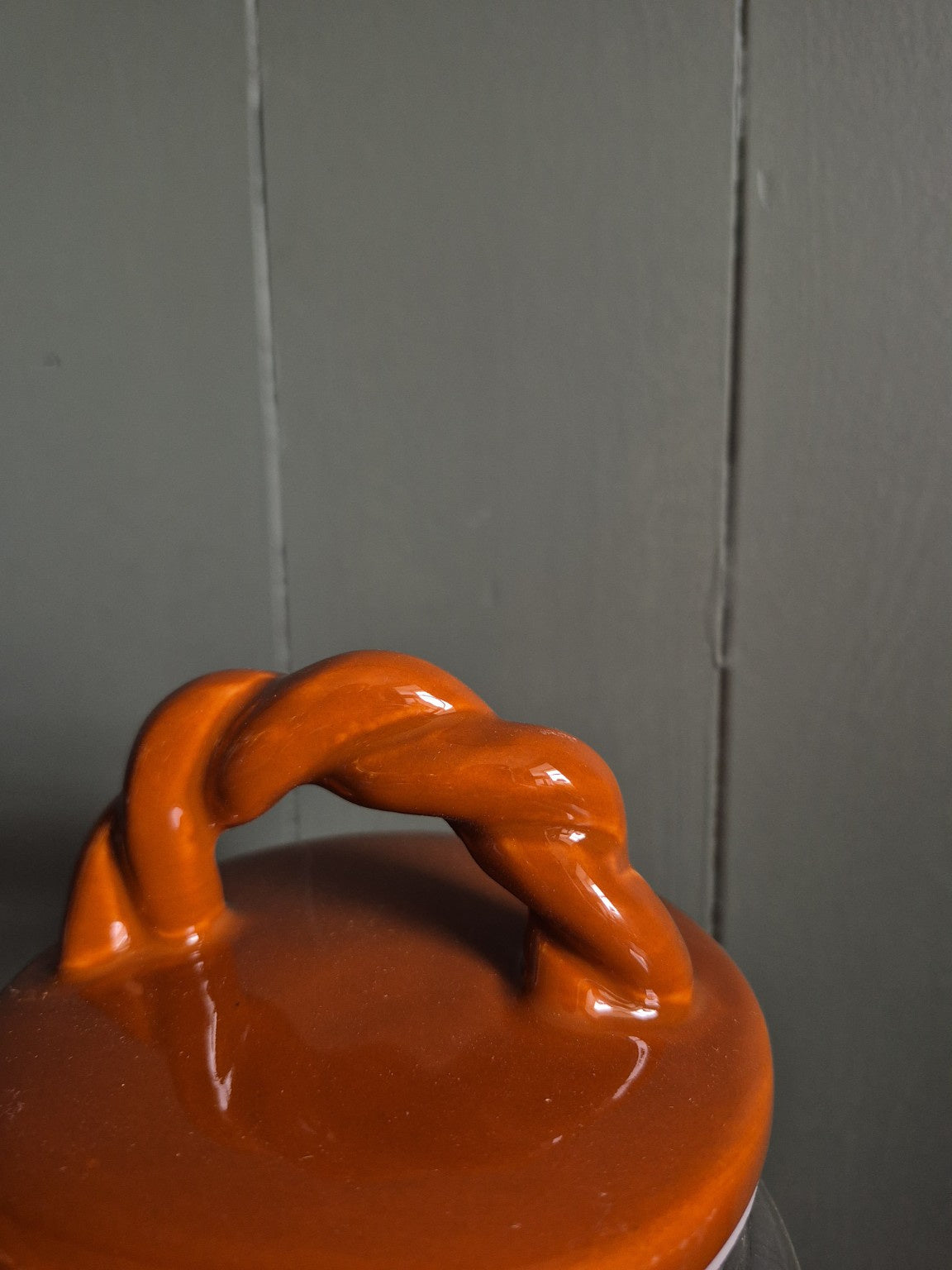 Glass Storage Jar With Brown Ceramic Lid