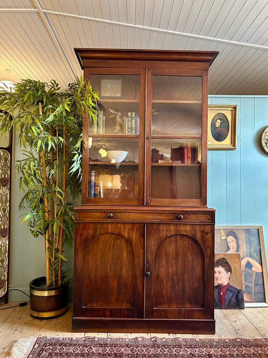 Mahogany Glazed Bookcase Cabinet
