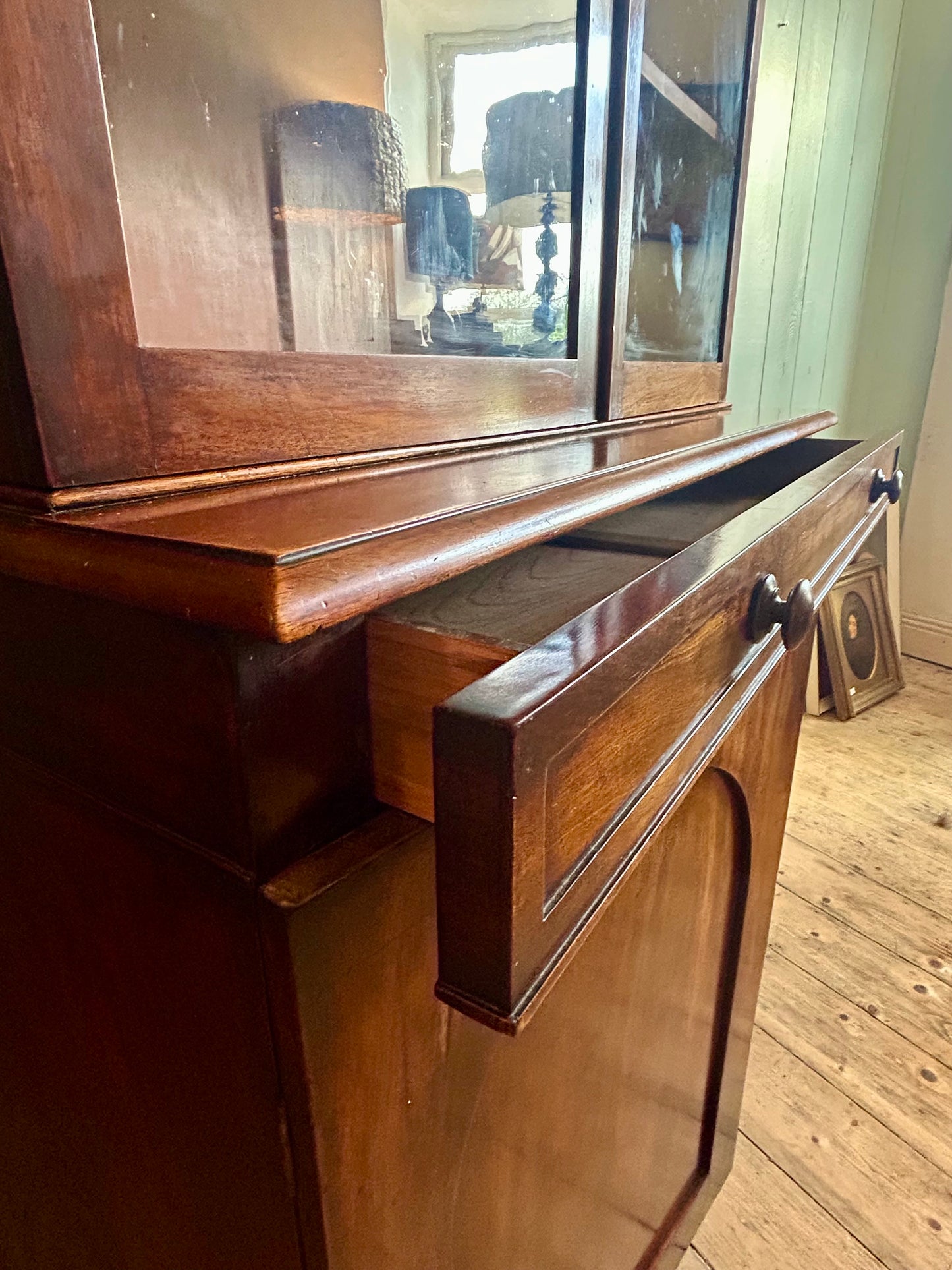 Mahogany Glazed Bookcase Cabinet