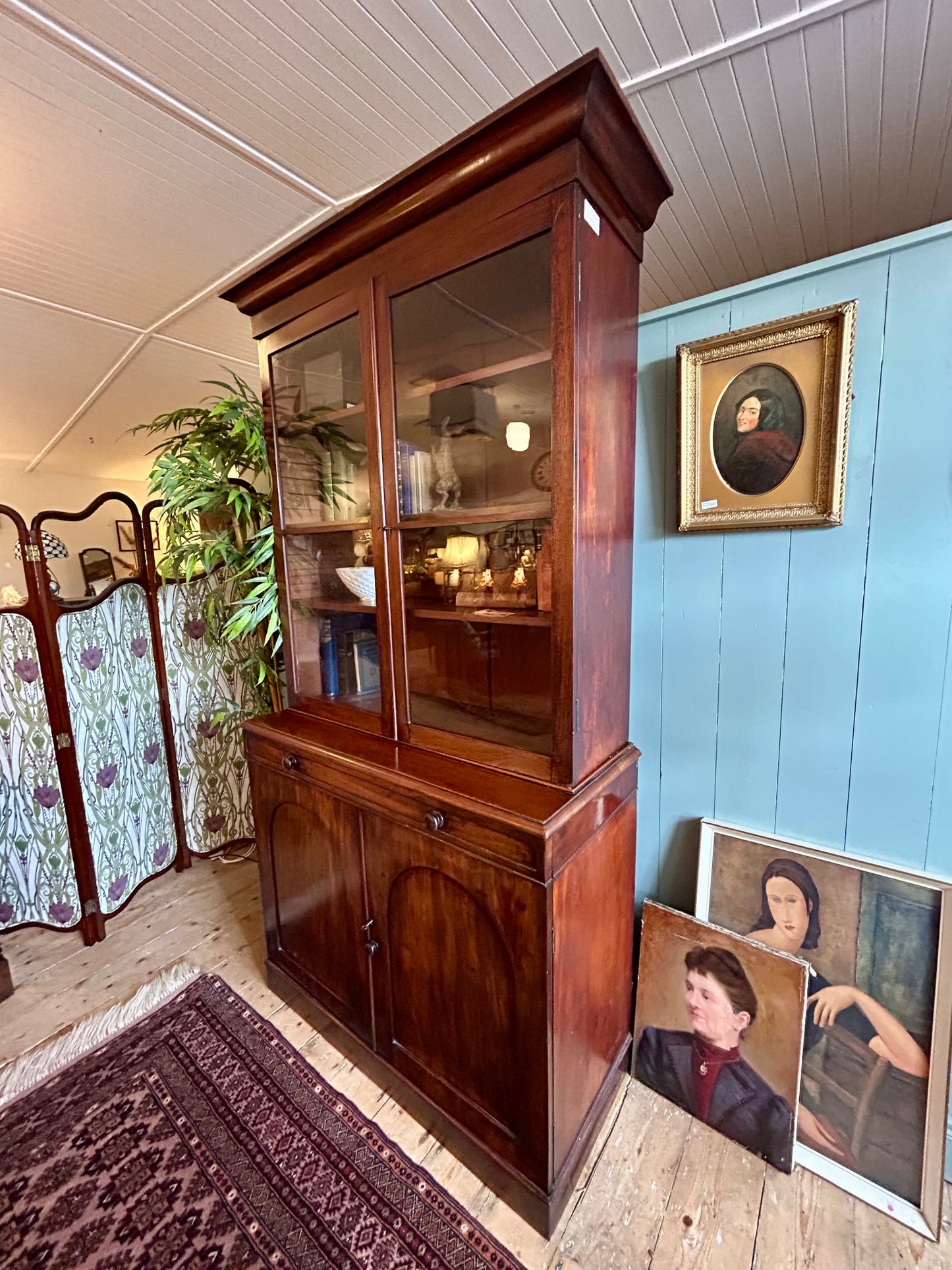 Mahogany Glazed Bookcase Cabinet