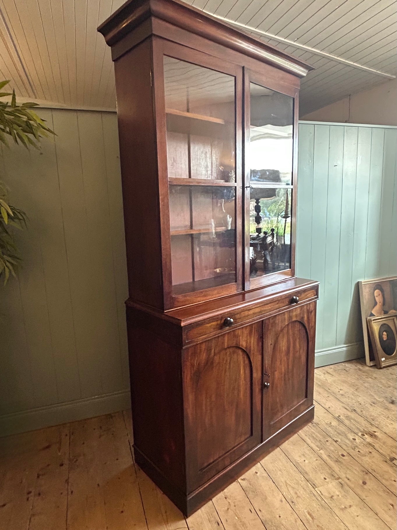 Mahogany Glazed Bookcase Cabinet