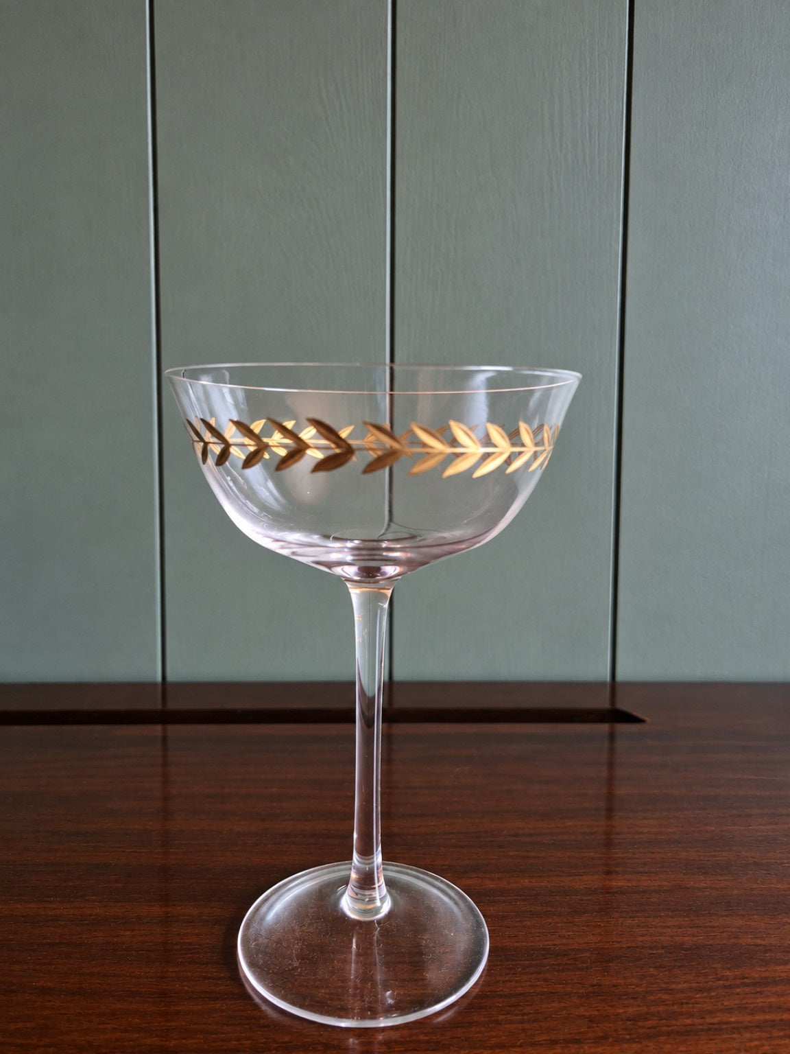 Gilt Leaf Motif Cocktail Glasses