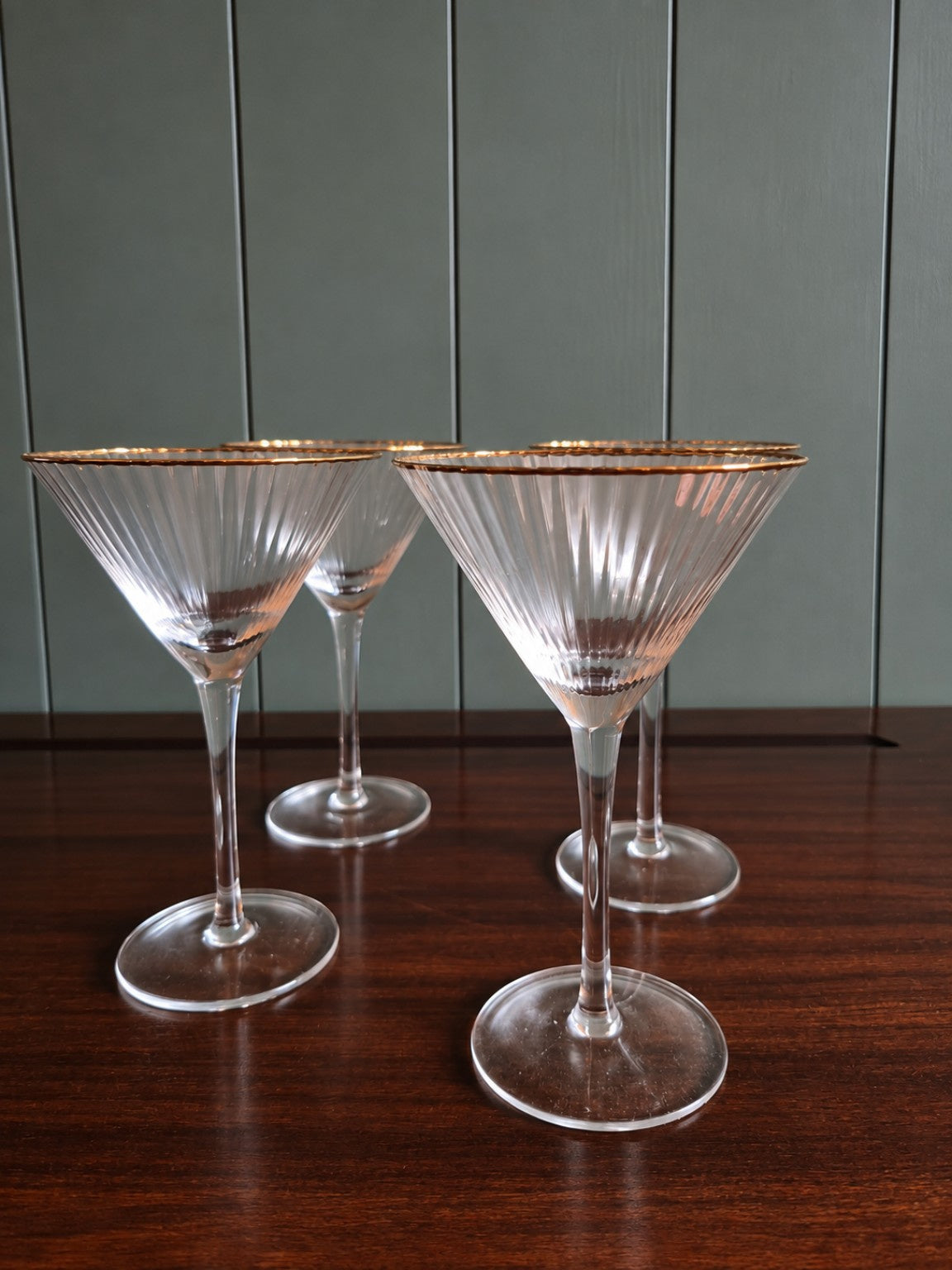 Gold Rim Martini Glasses