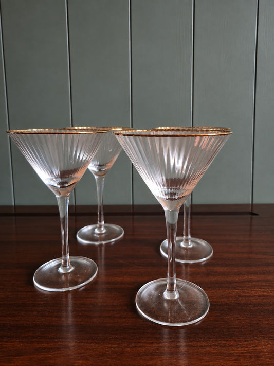 Gold Rim Martini Glasses