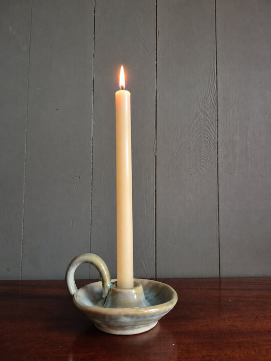 Green Stoneware Candle Holder