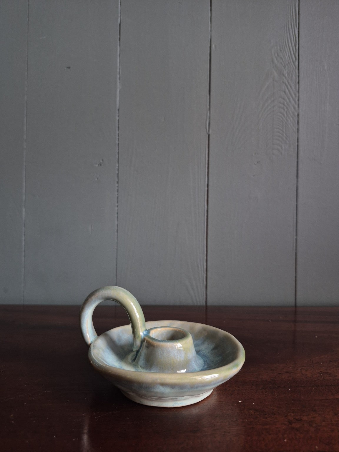 Green Stoneware Candle Holder
