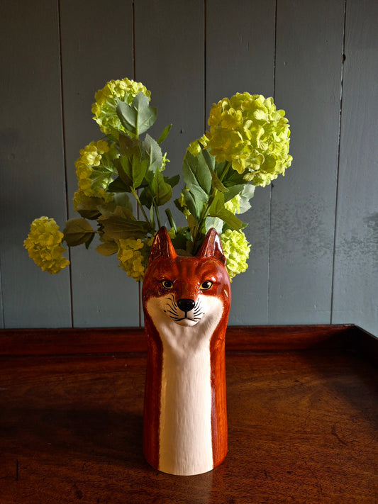 Hand Painted Fox Vase