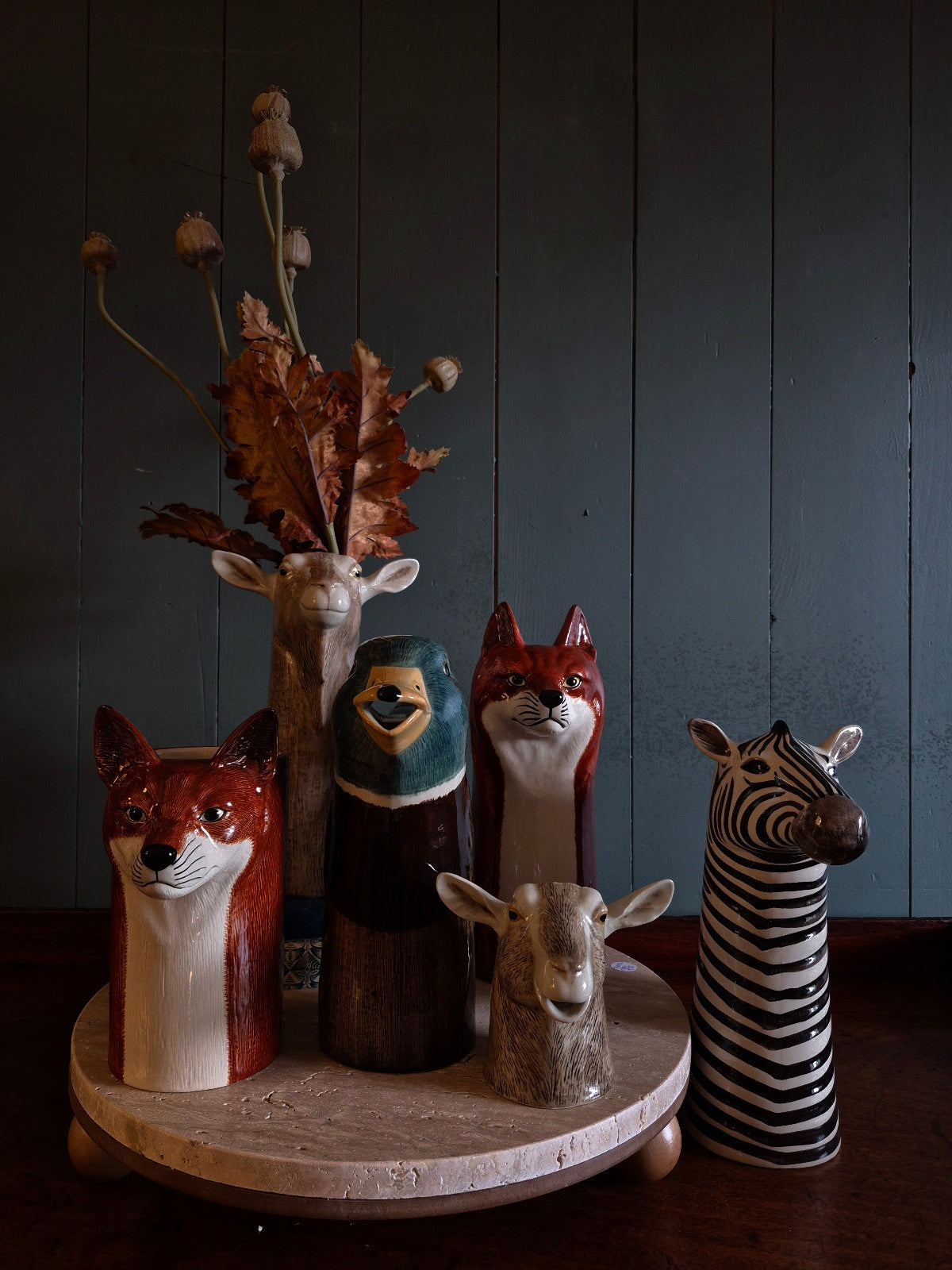 Hand Painted Fox Vase