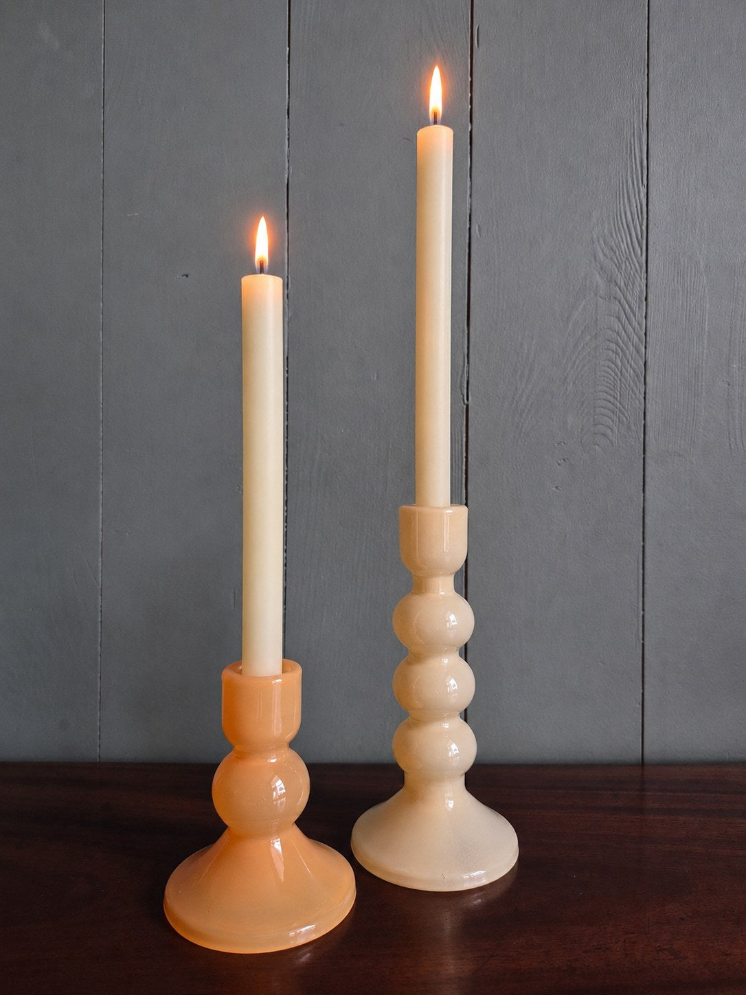 Honey Glass Bobbin Candle Holder