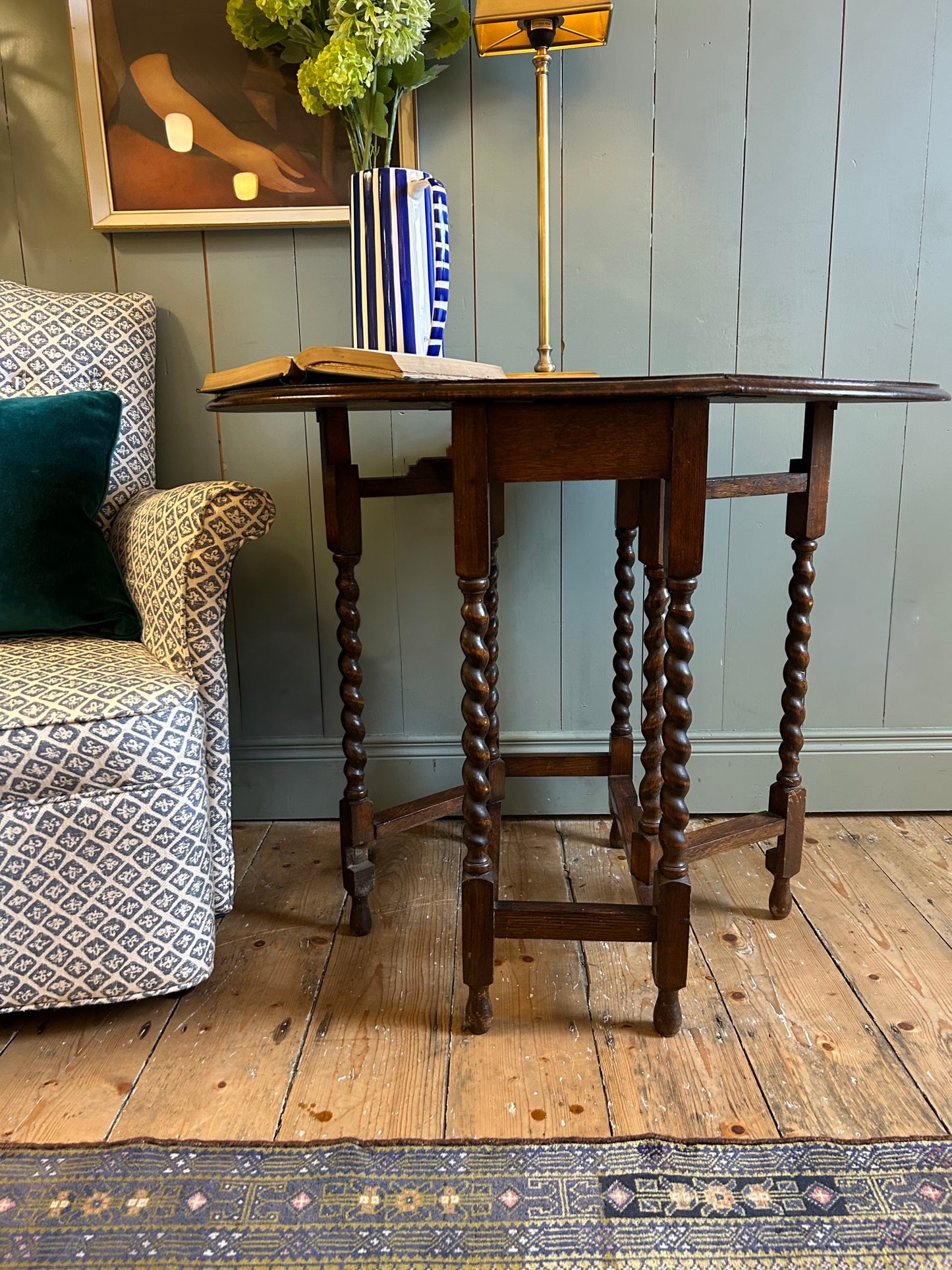Victorian Oak Drop-Leaf Side Table