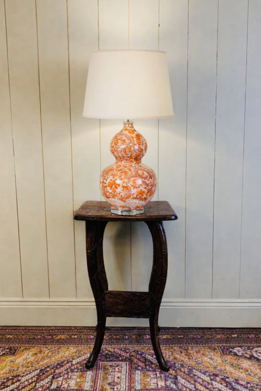 Orange & Ivory Double Gourd Ceramic Table Lamp
