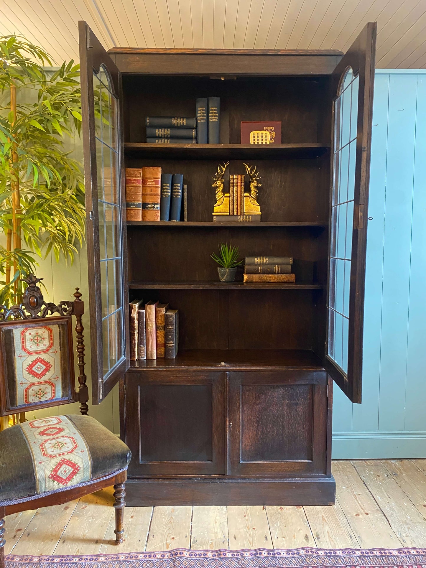 1920s Oak Glazed Bookcase