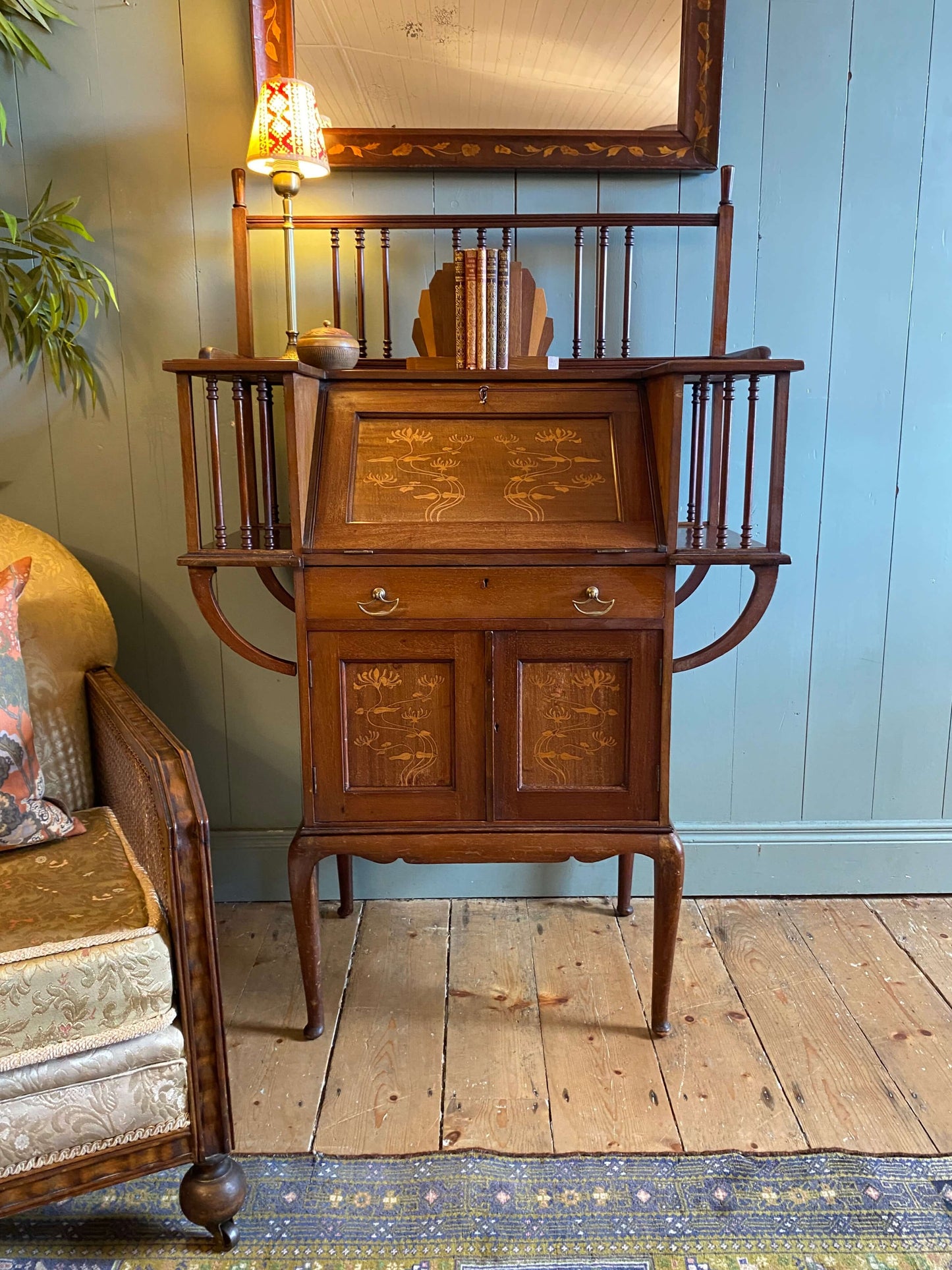 Arts And Crafts Inlaid Rosewood Writing Bureau