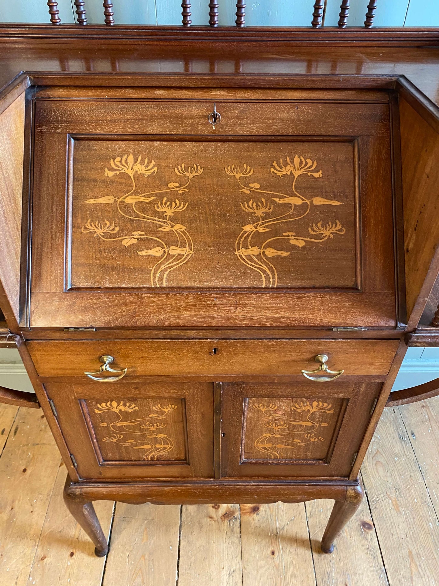 Arts And Crafts Inlaid Rosewood Writing Bureau
