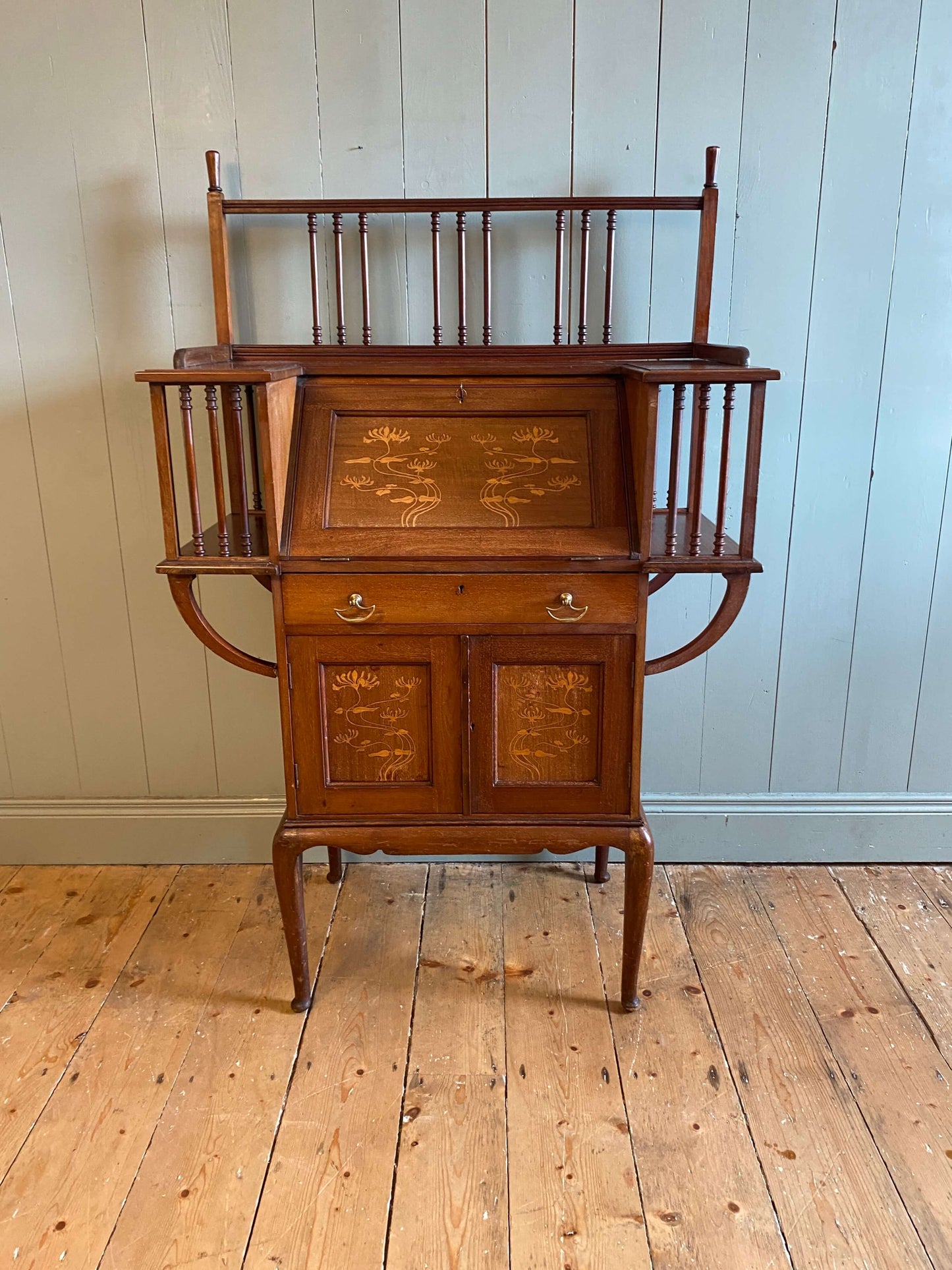 Arts And Crafts Inlaid Rosewood Writing Bureau