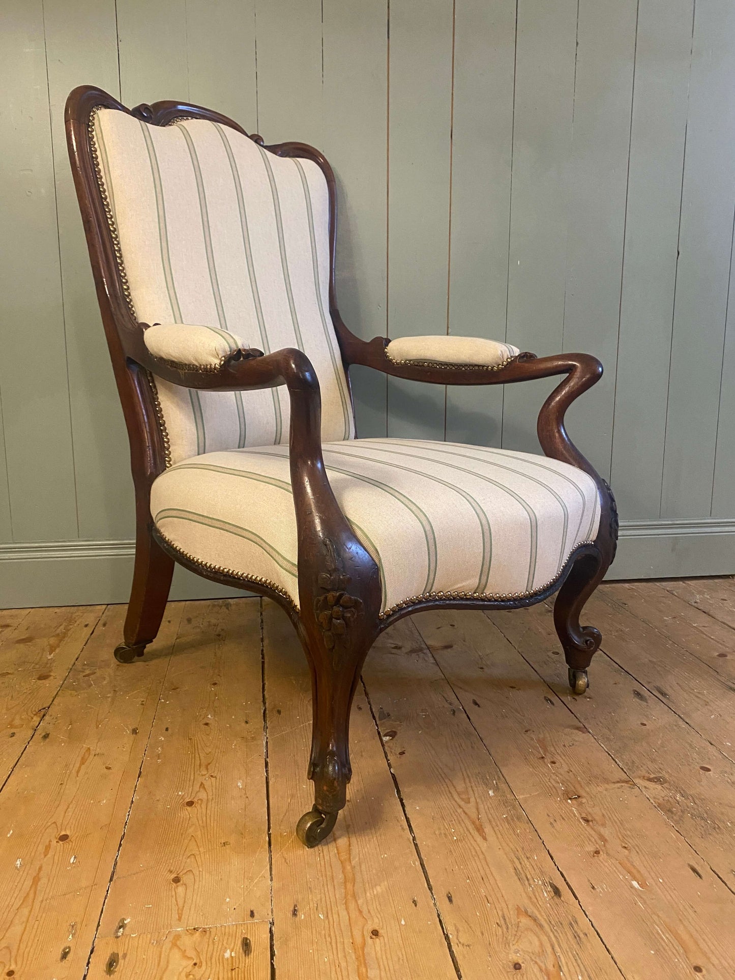 Victorian Upholstered Mahogany Armchair