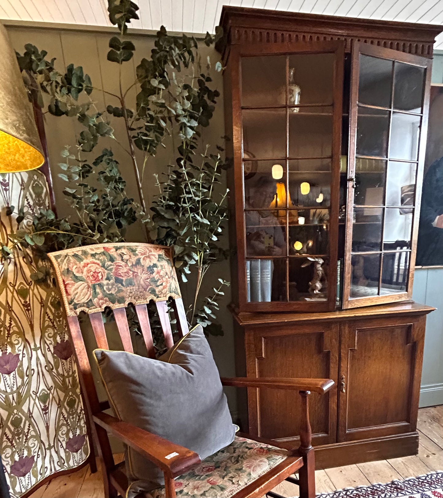 1930s Oak Bookcase with Glazed Doors