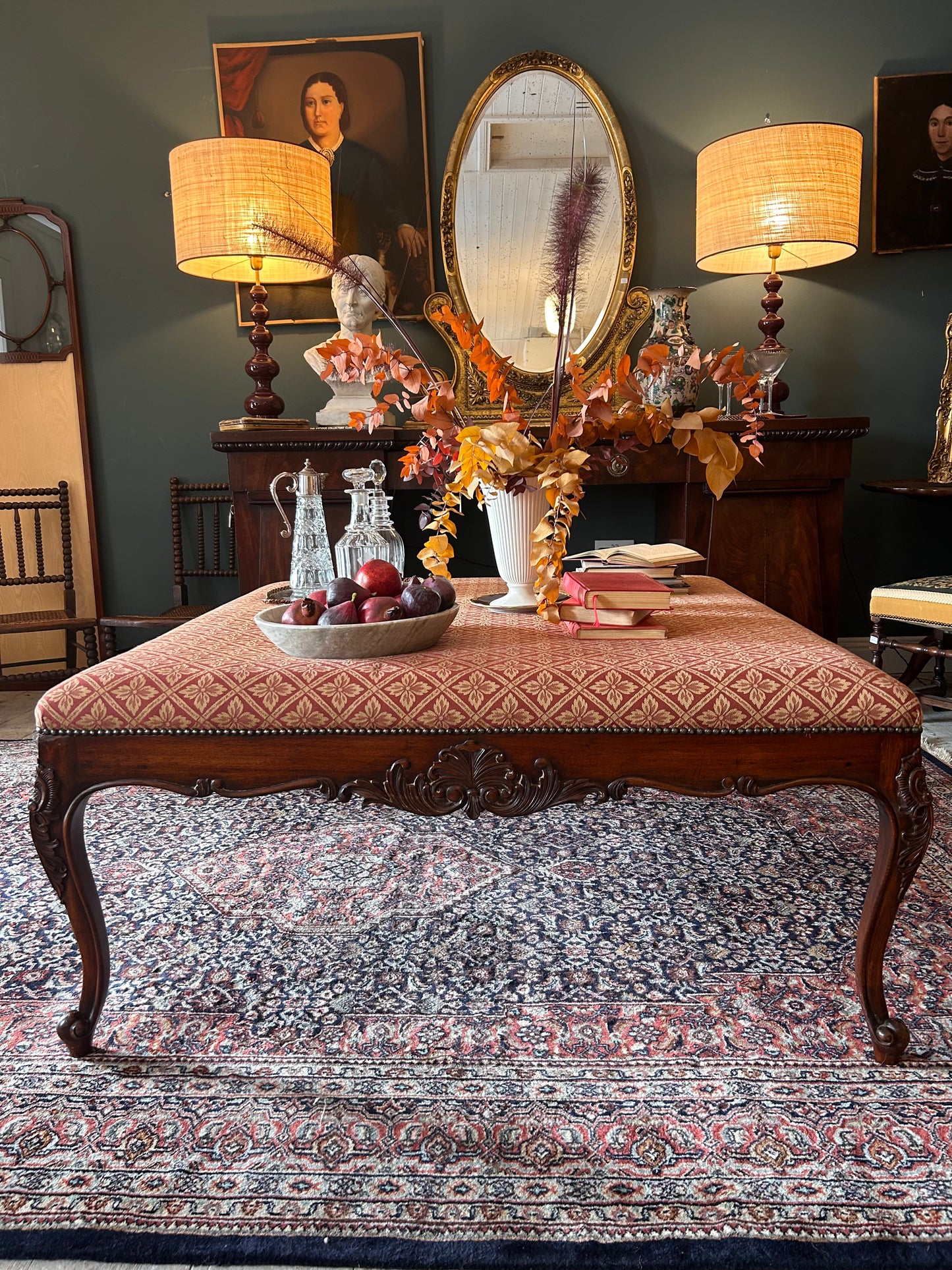 Mahogany Framed Ottoman